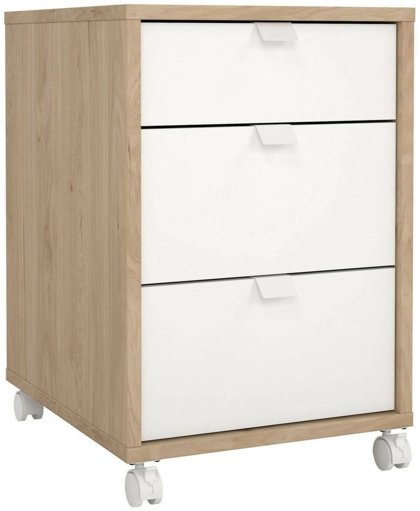 Dmora Kommode Agazzino, Mehrzweckkommode, Schlafzimmerkommode, Schrank mit Schubladen, 48x41 h61 cm, Eiche und Weiß Bild 1