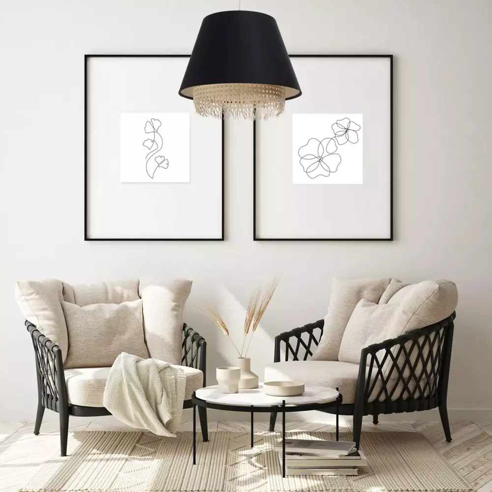 BPS Koncept 0SE0-002 Hängeleuchte SENSEI Satin-Textil auf PVC-Kunststoff schwarz, beige 1xE27 60W H:105cm Ø40cm dimmbar Bild 1