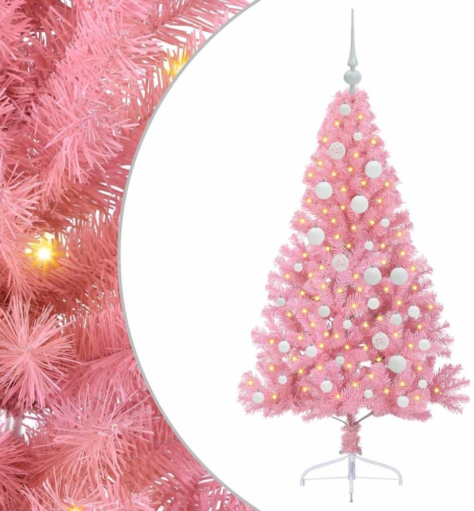 vidaXL Künstlicher vorbeleuchteter Weihnachtsbaum Rosa 120 cm PVC 3397053 Bild 1