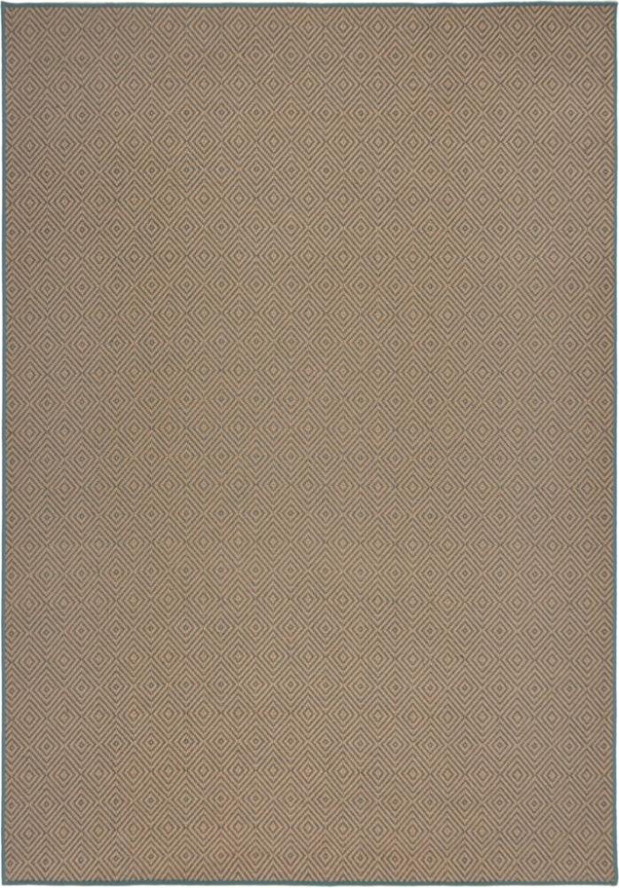 Kadima Design Geometrischer Jute-Teppich mit Naturkautschuk, rutschfester Rücken, hochdichter Teppich - "Carron". Farbe: Braun-Blau, 200x290 cm Bild 1