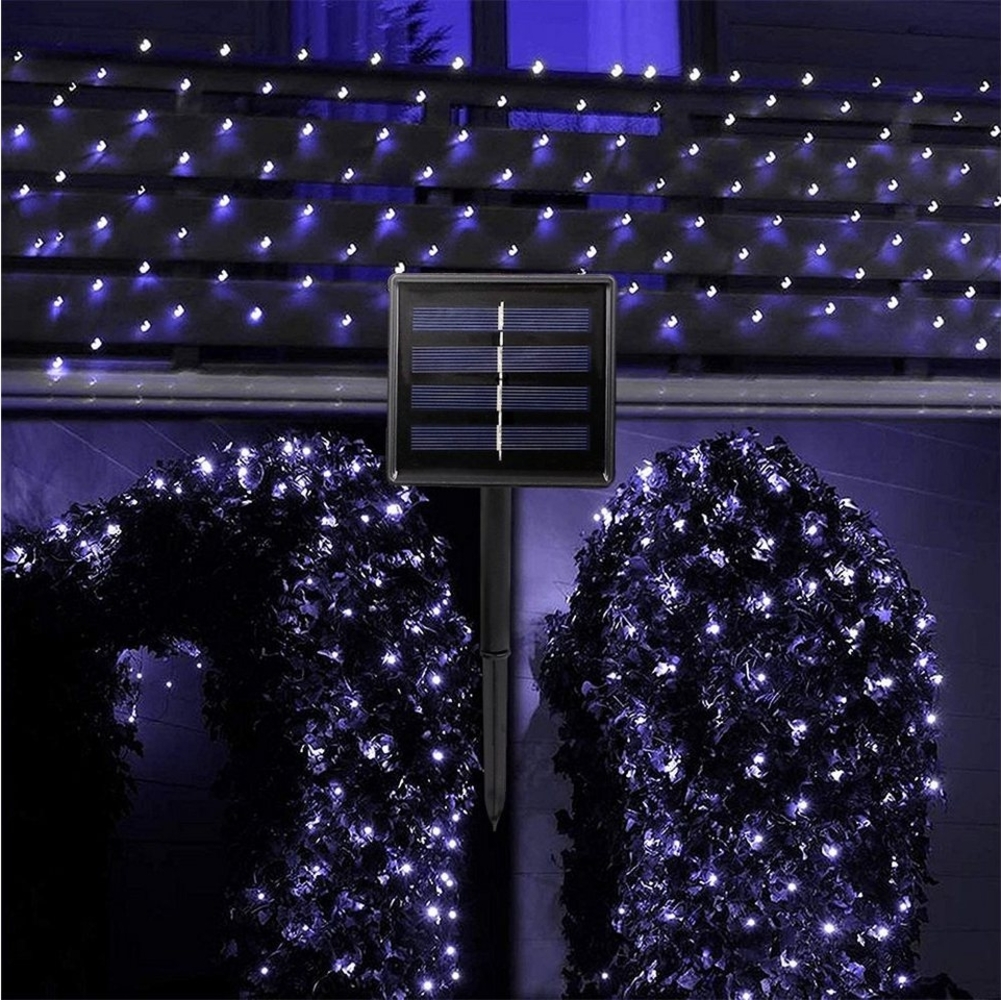 Sunicol LED Solarleuchte 1.5x1.5M/3x2M, Solar LED String Light,Wasserdichte Lichterkette, Warmes Weiß, Weiß, Multicolor, Blau, mit 8 Modi,für Haus Gärten Hinterhof Patio Landschaft Bild 1