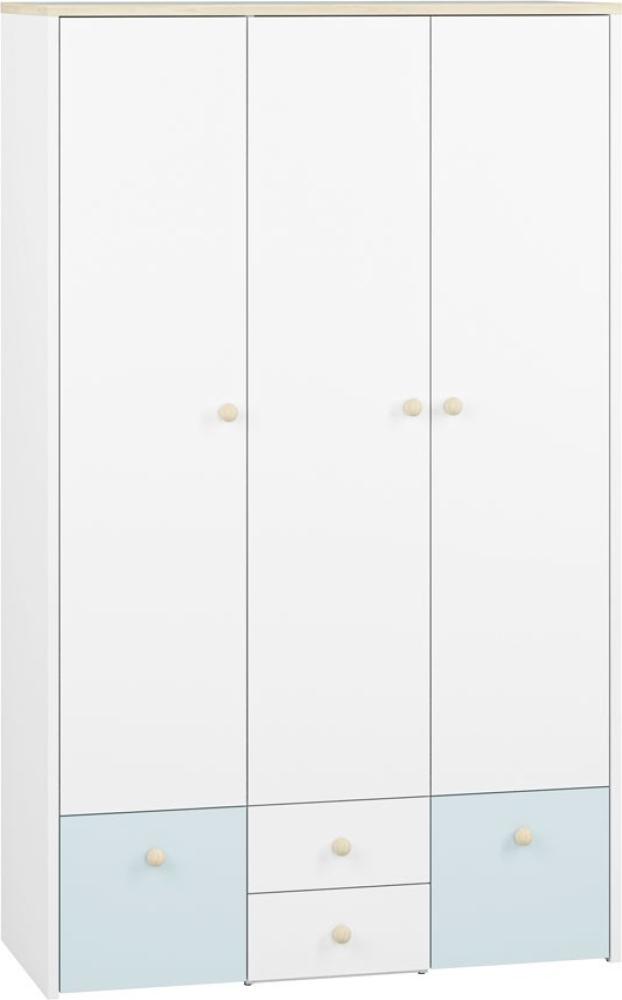 Kleiderschrank Elmo Drehtürenschrank 117cm weiß Buche blau Bild 1