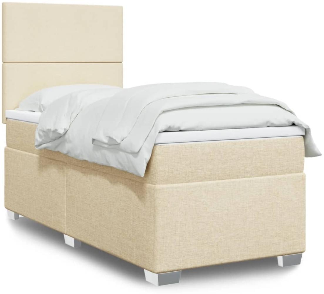 vidaXL Boxspringbett mit Matratze Creme 100x200 cm Stoff 3292697 Bild 1