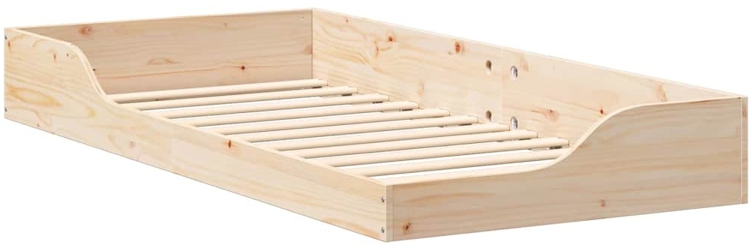 vidaXL Bodenbettgestell Braun 90 x 200 cm Massivholz Kiefer 873388 Bild 1