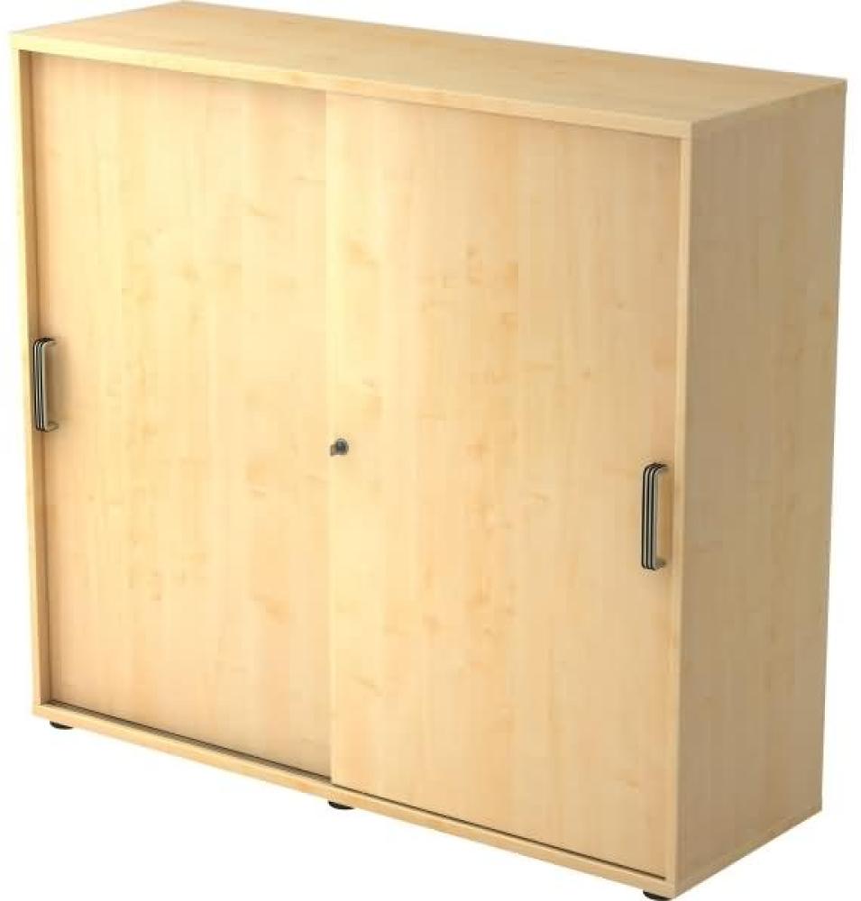 Büroschrank Aktenschrank Schiebetürenschrank, Ahorn, Streifengriff, 110 x 40 x 120 cm Bild 1