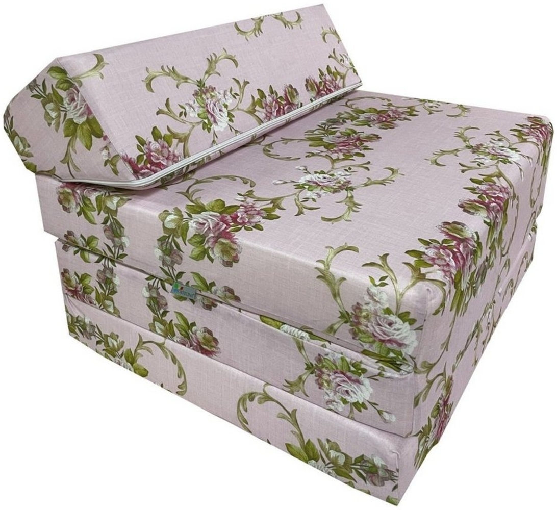 Klappmatratze Gästematratze Große 200 x 70 x 10 cm (Blumen Rosa) Bild 1