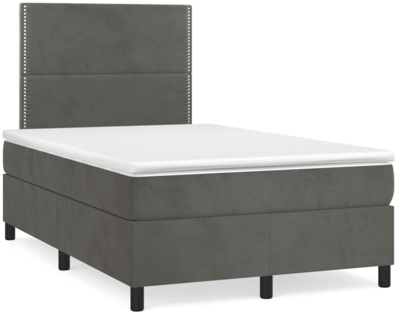 vidaXL Boxspringbett mit Matratze & LED Dunkelgrau 120x190 cm Samt 3270306 Bild 1