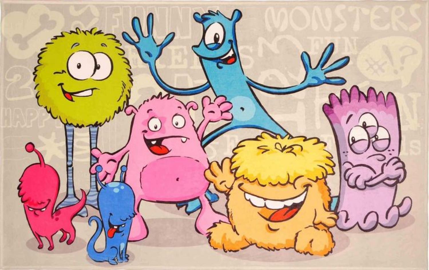 Kinderteppich- "Lovely Kids" Funny Monsters in Zwei Größen, Spielteppich, Kinderzimmer 160x100 cm Bild 1