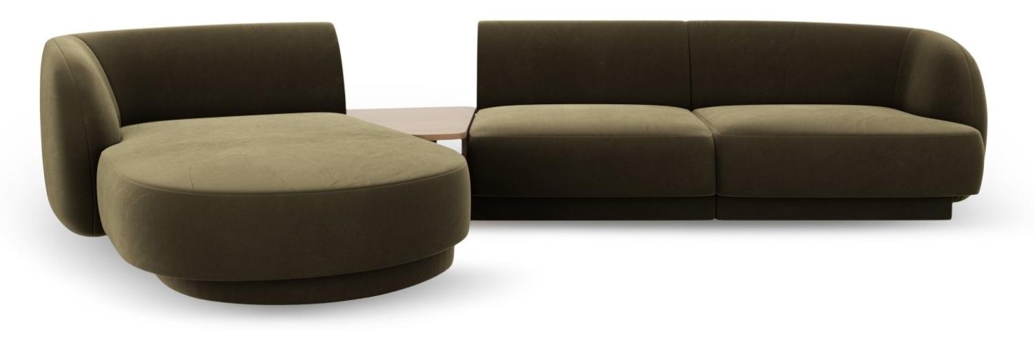 Micadoni Modulares Sofa Miley mit Recamiere 3-Sitzer Links Samtstoff Grün Bild 1