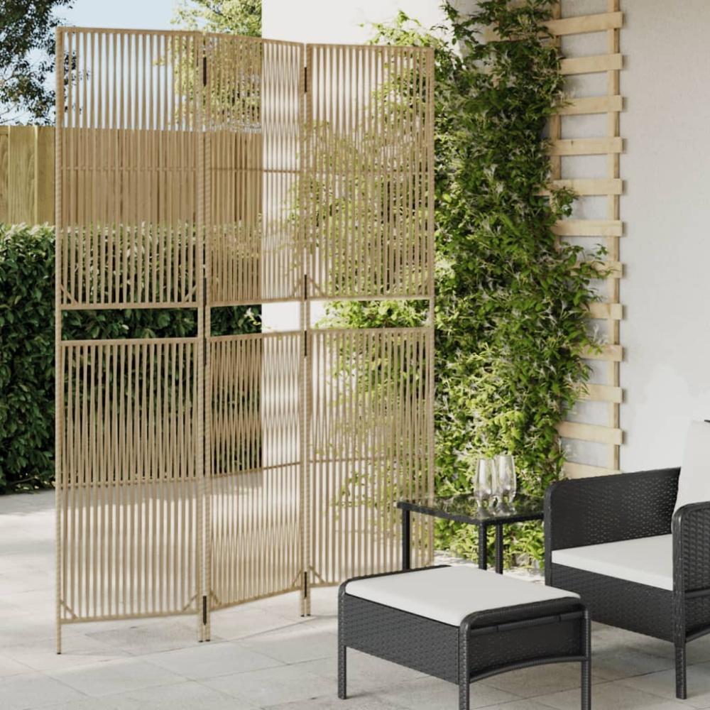 vidaXL Paravent 3-tlg. Beige Poly Rattan 365391 Bild 1