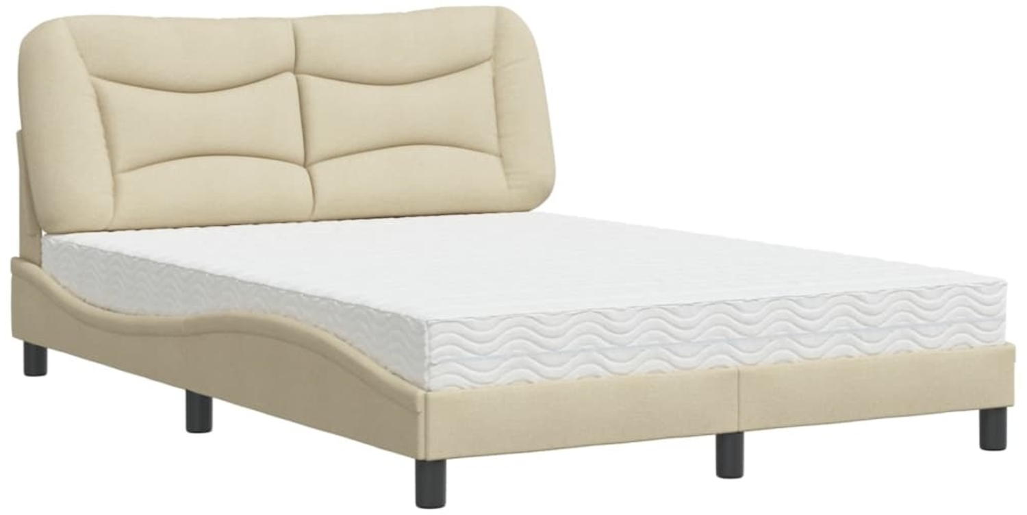 vidaXL Bett mit Matratze "Hvar" Creme 120x200 cm Stoff 3208525 Bild 1