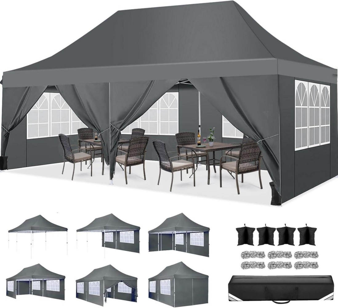 COBIZI Faltpavillon 3x6m Wasserdicht Stabil Winterfest mit Seitenwänden Bild 1