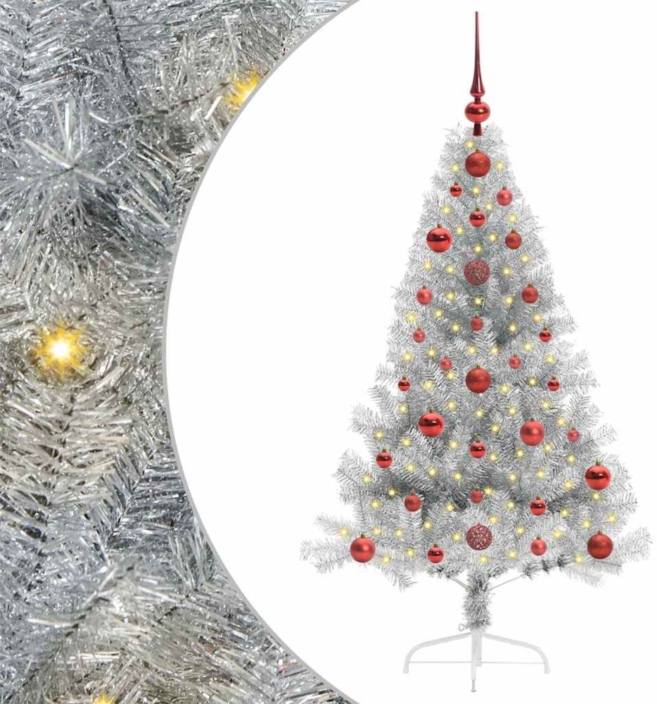 vidaXL Künstlicher vorbeleuchteter Weihnachtsbaum Silber 120 cm 3397180 Bild 1
