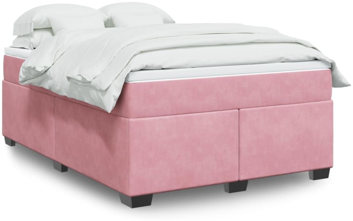 vidaXL Boxspringbett mit Matratze Rosa 140x190 cm Samt 3285286 Bild 1