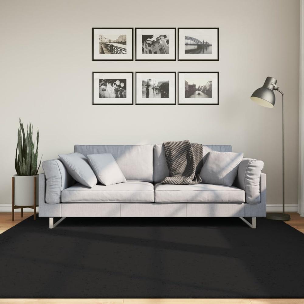 vidaXL Teppich HUARTE Kurzflor Weich und Waschbar Schwarz 200x200 cm 375118 Bild 1