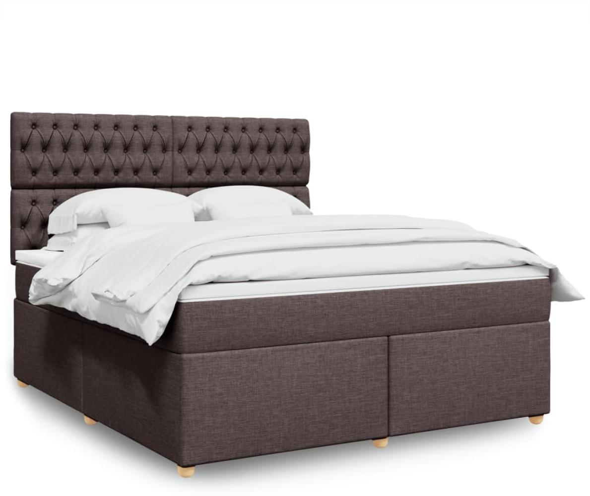 vidaXL Boxspringbett mit Matratze Dunkelbraun 180x200 cm Stoff 3293669 Bild 1