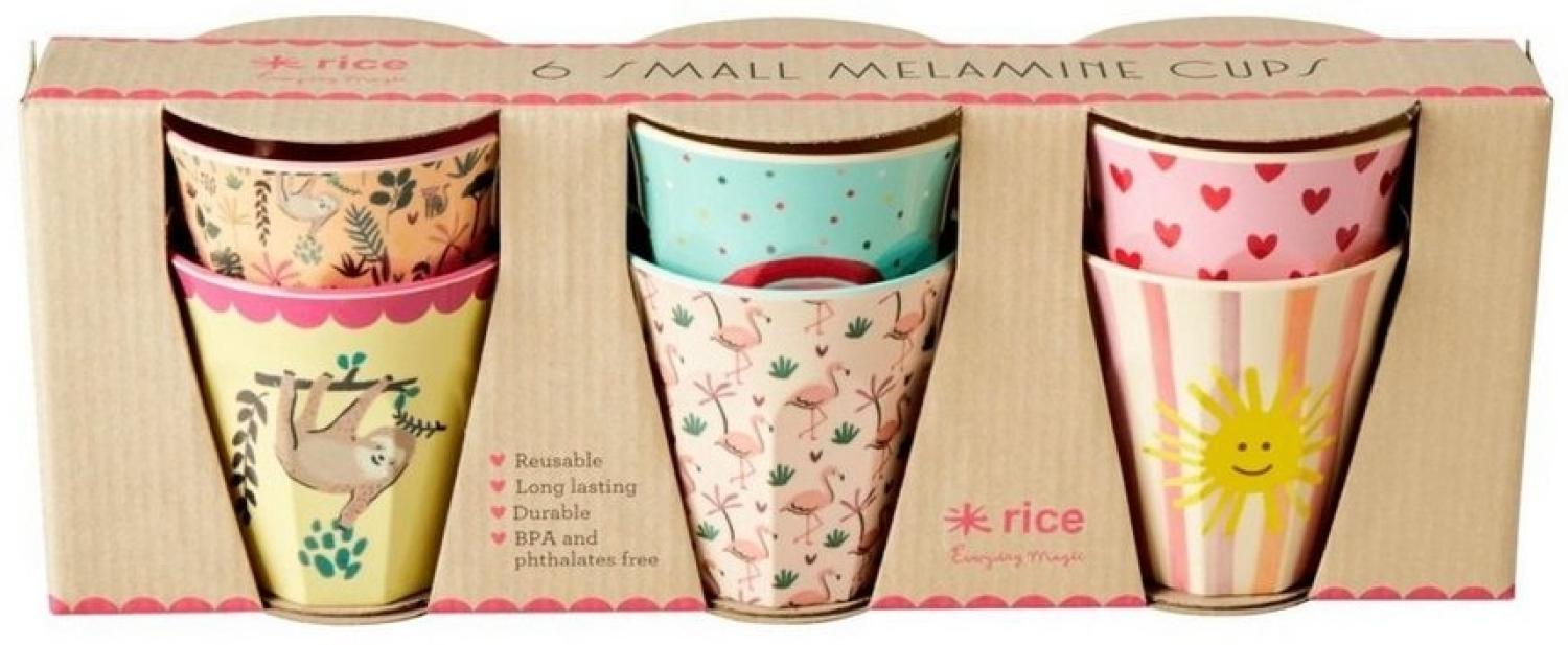 Rice - 6 Pcs Small Melamine Kids Cups - Multi Funky Print Bild 1