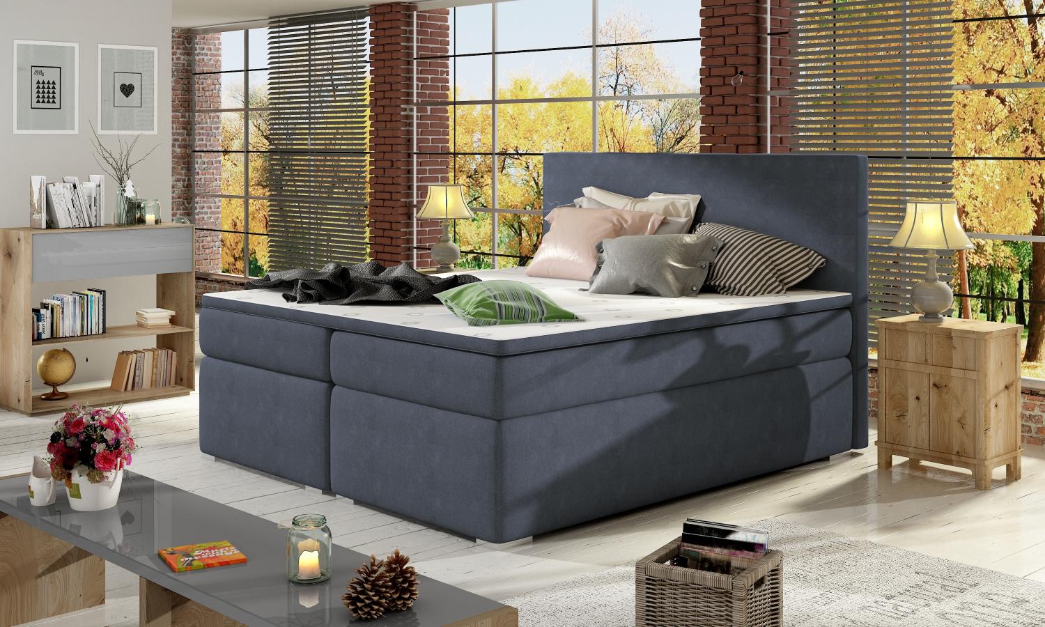 Divalo 160X200, Boxspring Bett, Blau Bild 1