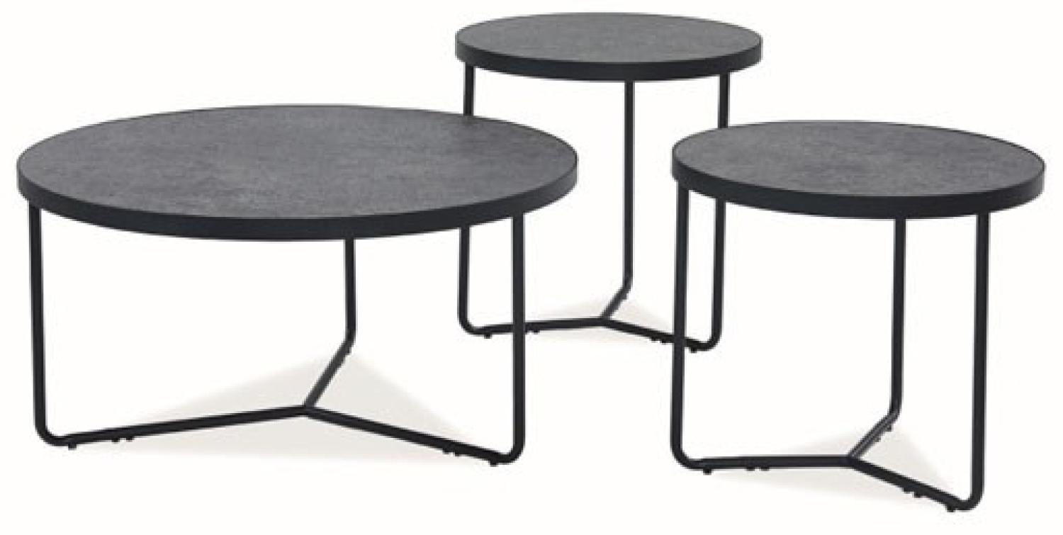 3er-Set Couchtisch Wohnzimmertisch Demeter beton schwarz Bild 1