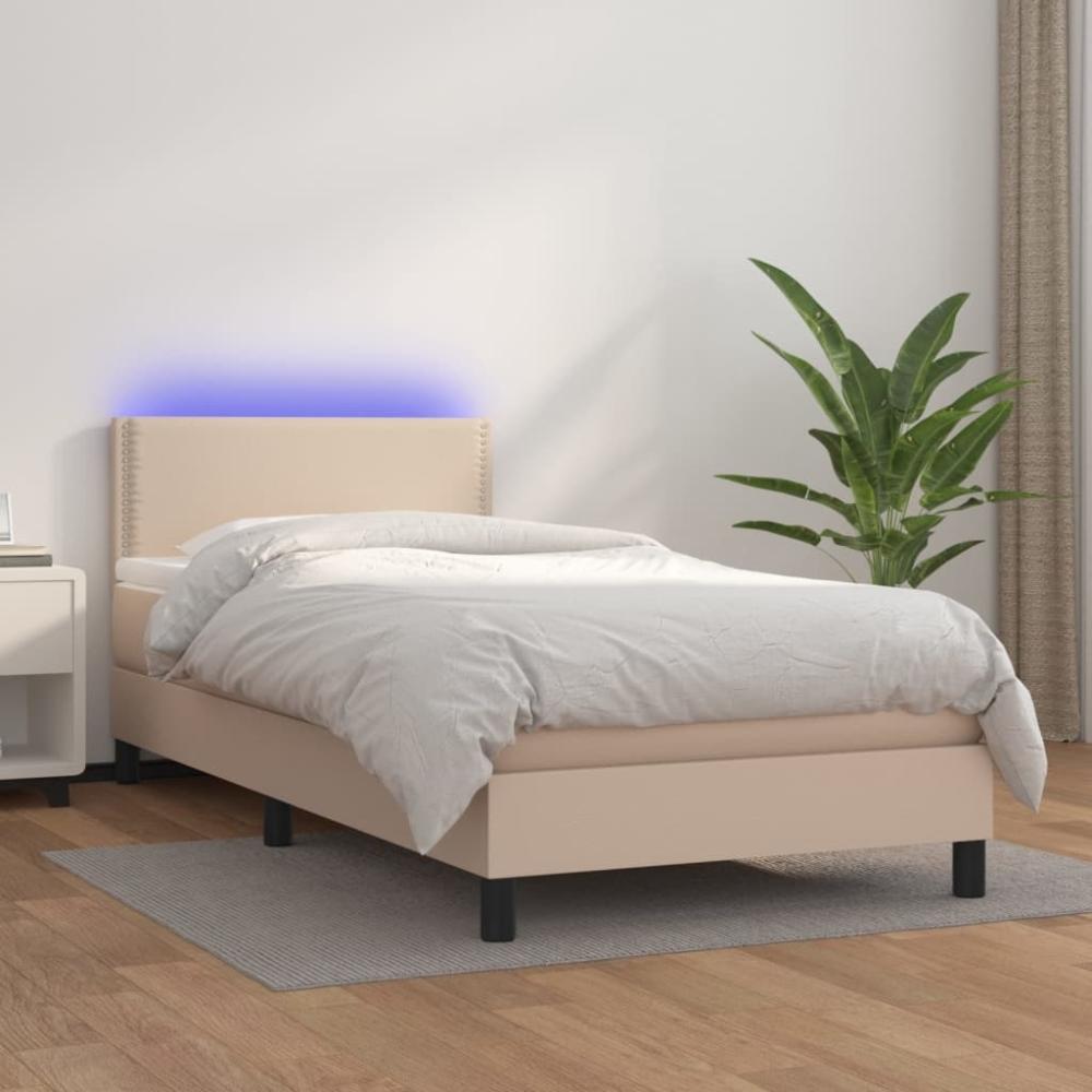 vidaXL Boxspringbett mit Matratze & LED Cappuccino-Braun 100x200cm 3134152 Bild 1