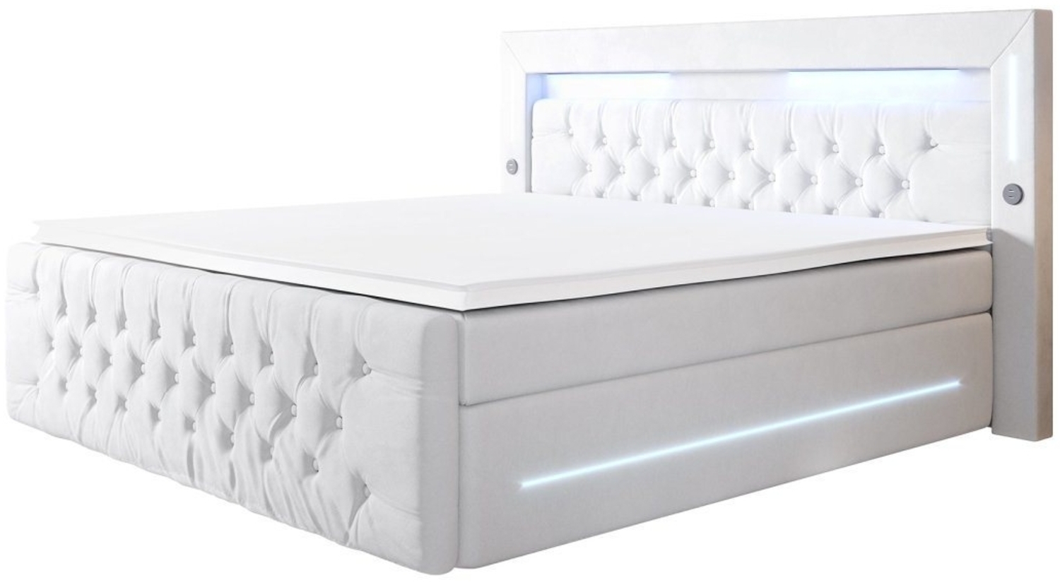 Luxusbetten24 Boxspringbett Moonlight, mit LED-Beleuchtung, USB-Anschluss und Stauraum Bild 1