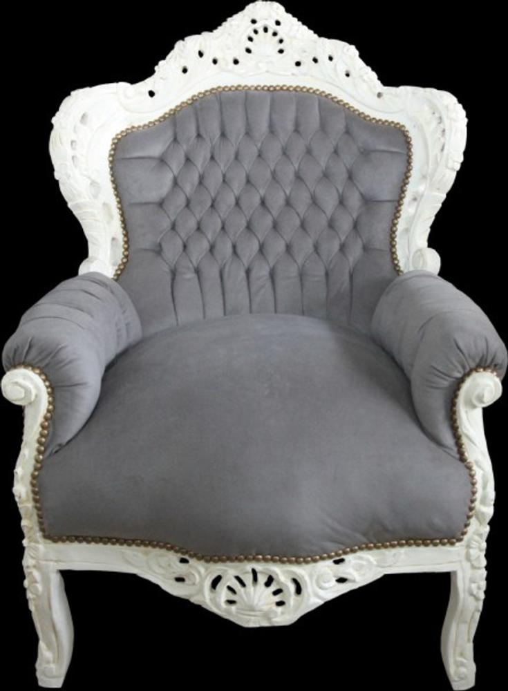 Casa Padrino Barock Sessel "King" Grau /Creme - Antik Stil Bild 1