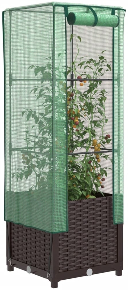 vidaXL Hochbeet mit Gewächshaus-Aufsatz Rattan-Optik 40x40x139 cm 4015799 Bild 1