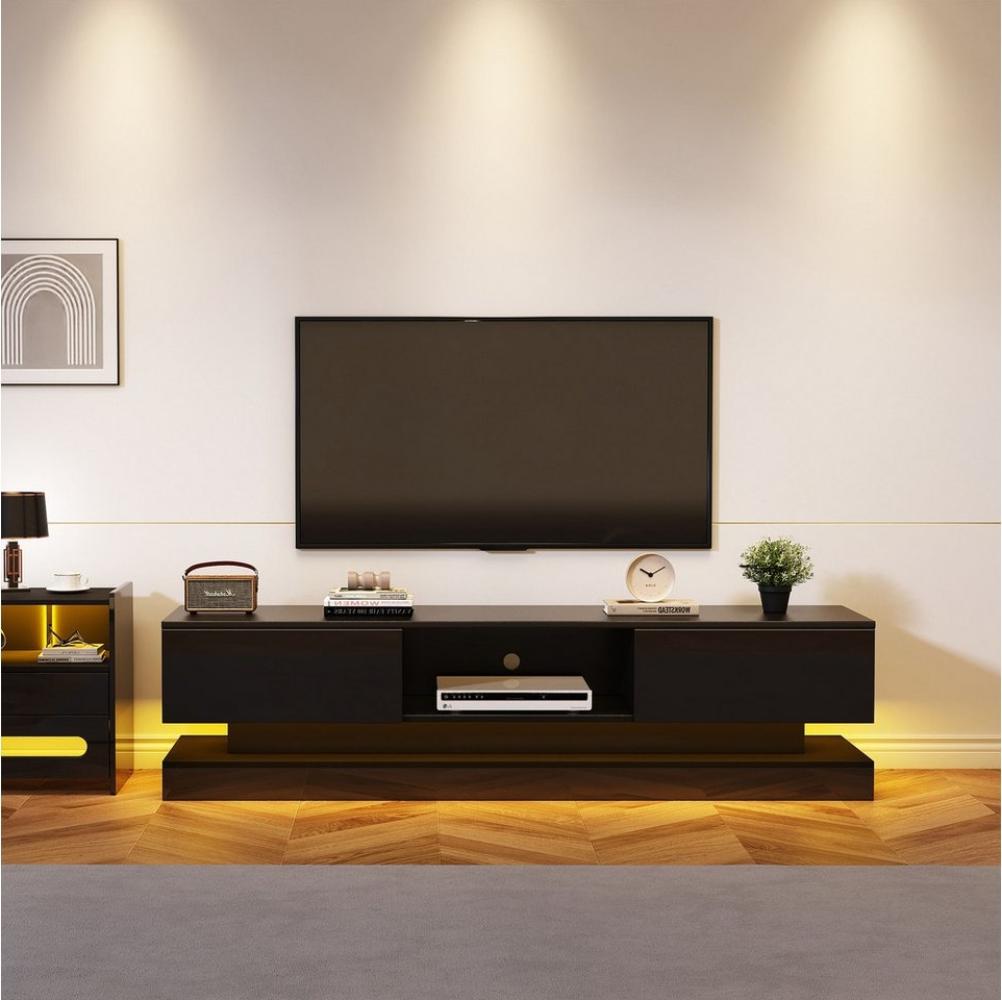 BlingBin Lowboard TV-Schrank (Hochglanz-TV-Ständer mit LED-Beleuchtung für 60-Zoll-Fernseher), Anti-Kipp-Design Bild 1