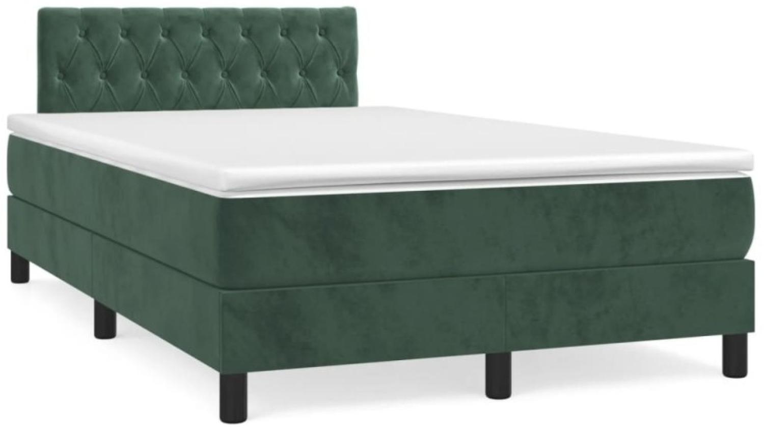 Boxspringbett mit Matratze Dunkelgrün 120x190 cm Samt (Farbe: Grün) Bild 1