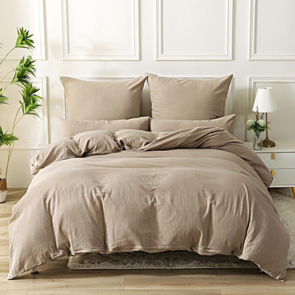 SOULFUL Doppelte Musselin Bettwäsche 135x200 Baumwolle Beige 2tlg. 135*200cm Bild 1