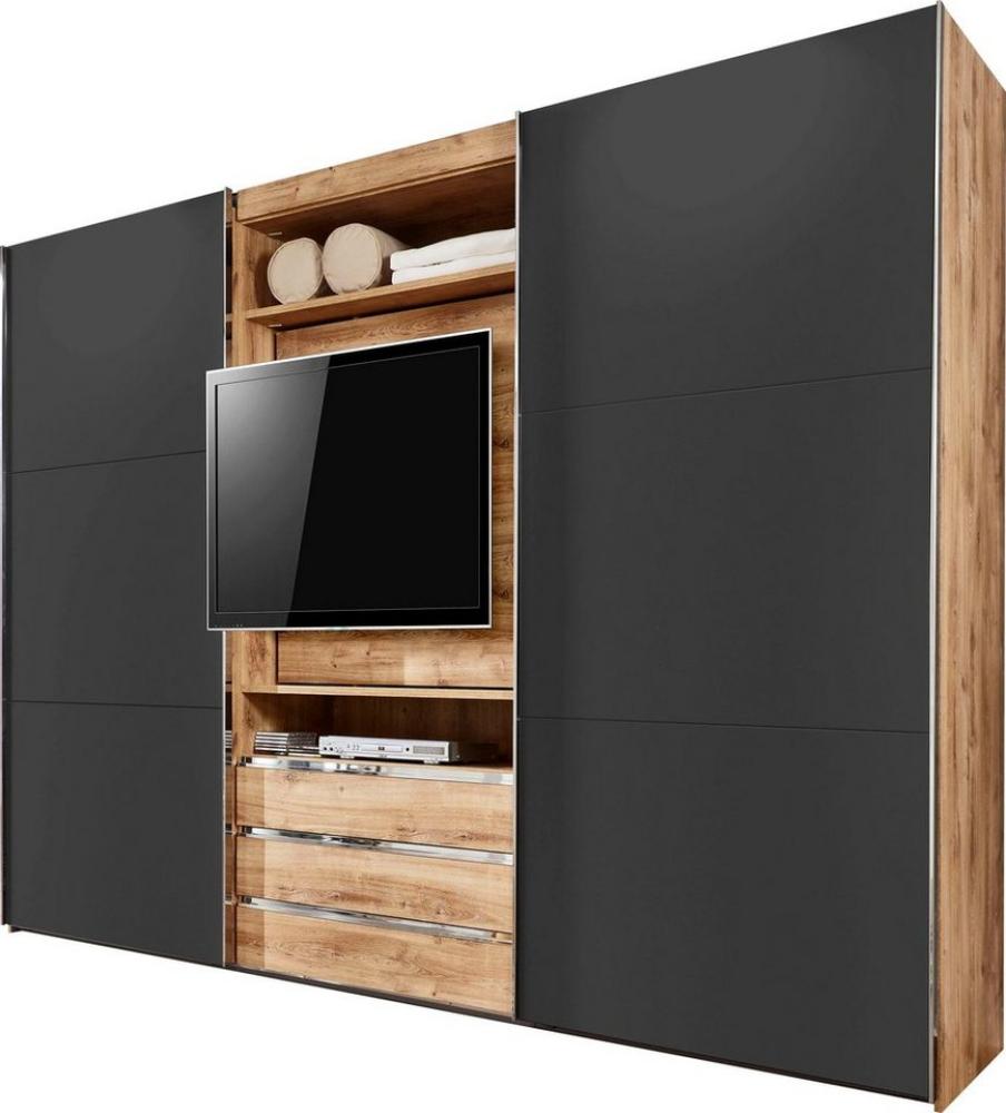 Schwebetürenschrank Magie Kleiderschrank 300x65x216cm plankeneiche graphit Bild 1