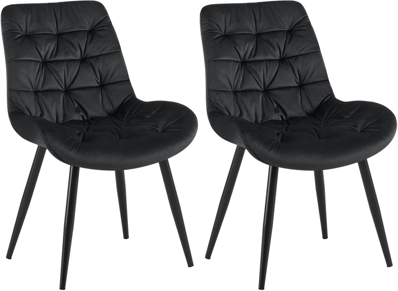 CLP 2er Set Esszimmerstuhl Rossford Samt I Stuhl mit Lehne,schwarz Bild 1