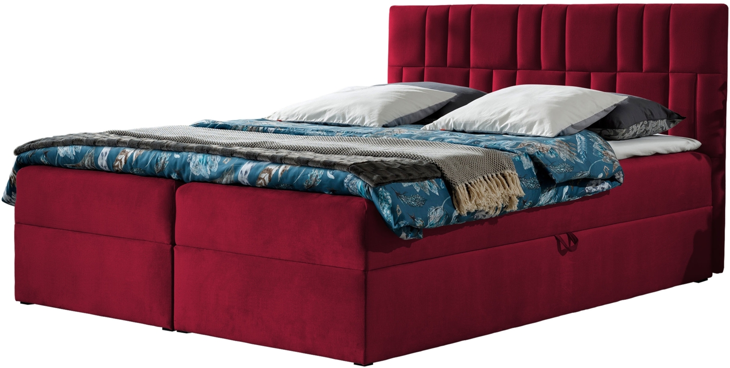 Boxspringbett Trifoli III, Rot, 120 x 200 cm Bild 1