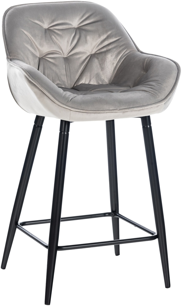 CLP Barhocker Gibson Samt, Sitzhöhe 76 cm,grau Bild 1