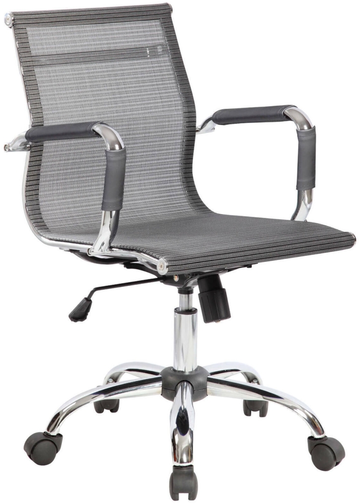 Dmora Stuhl mit Rädern Traversone, Chefsessel mit Armlehnen, Ergonomischer Bürostuhl, Grau, 62x54h92/102 cm Bild 1