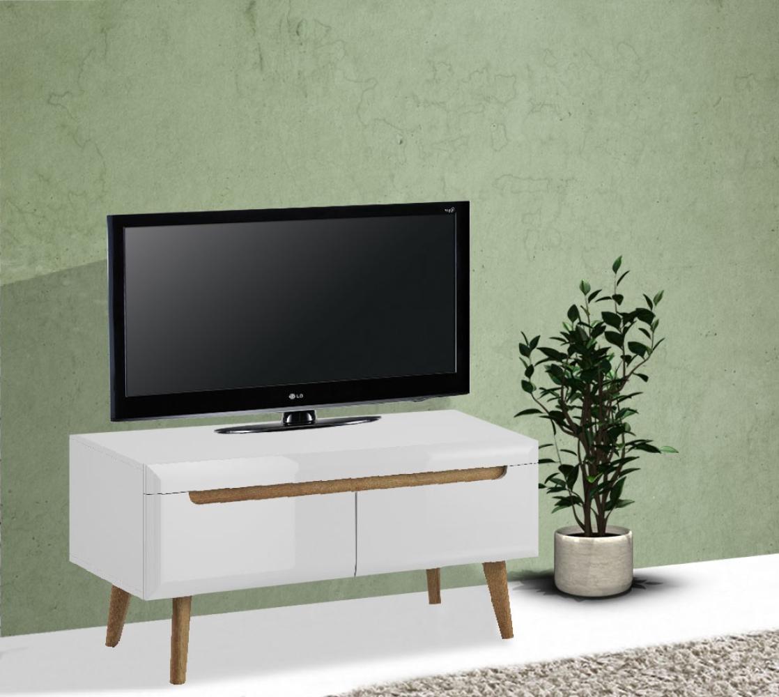 Lowboard Nordi TV-Unterschrank 107cm weiß Hg riviera eiche MDF grifflos Bild 1