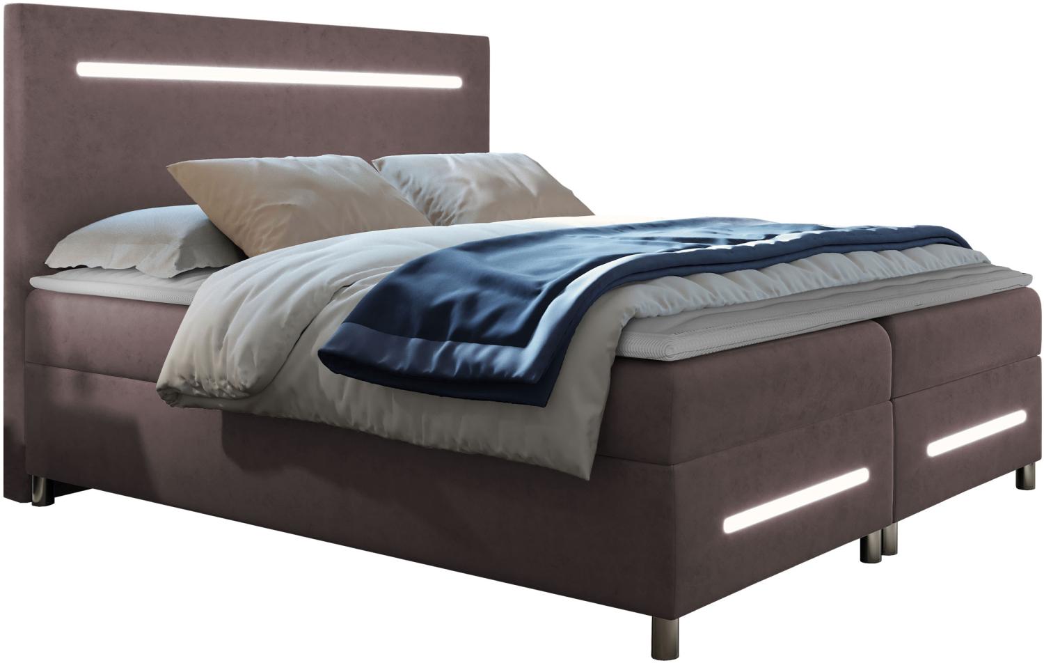 Boxspringbett Saziro LED, Rosa, 160 x 200 cm Bild 1