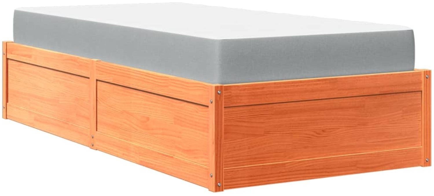 vidaXL Bett mit Matratze Wachsbraun 90x190 cm Massivholz Kiefer 3281957 Bild 1