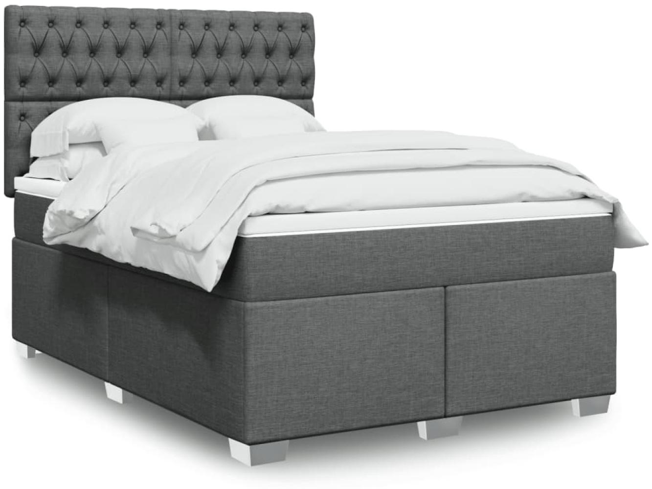 vidaXL Boxspringbett mit Matratze Dunkelgrau 140x200 cm Stoff 3290519 Bild 1