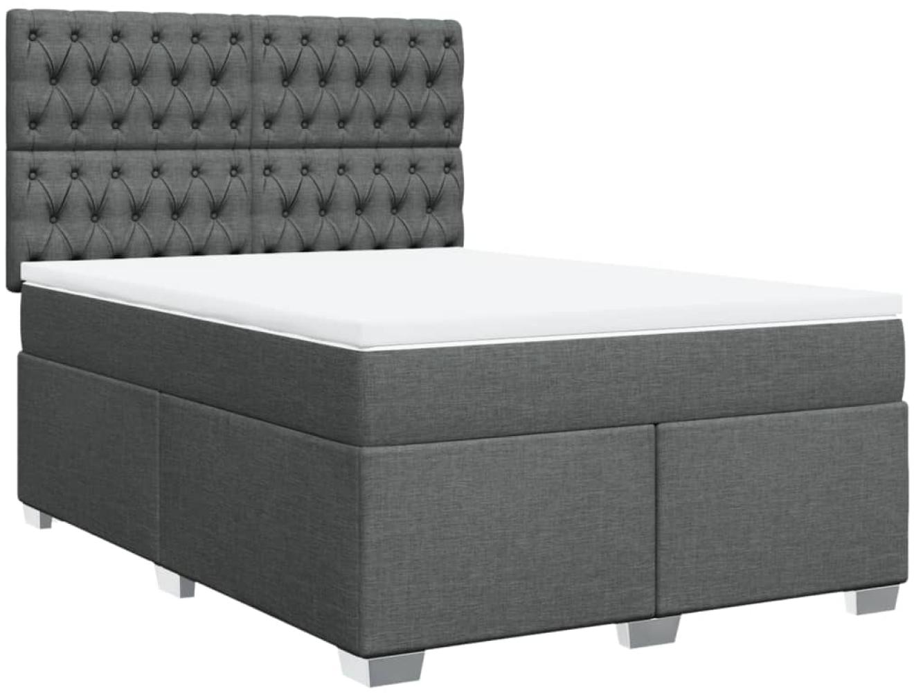vidaXL Boxspringbett mit Matratze Dunkelgrau 140x200 cm Stoff 3290519 Bild 1
