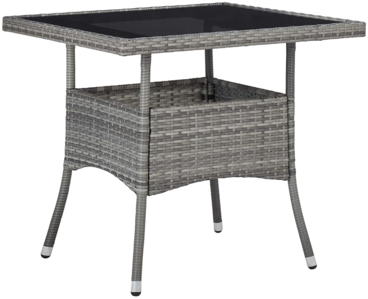 vidaXL Garten-Esstisch Grau Poly Rattan und Glas 46178 Bild 1