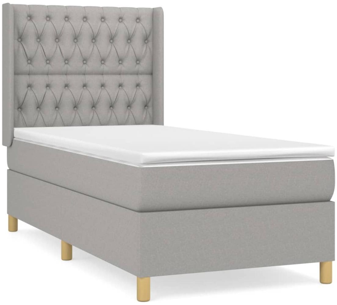 vidaXL Boxspringbett mit Matratze Stoff Hellgrau 90x190 cm, Härtegrad: H2 [3132193] Bild 1