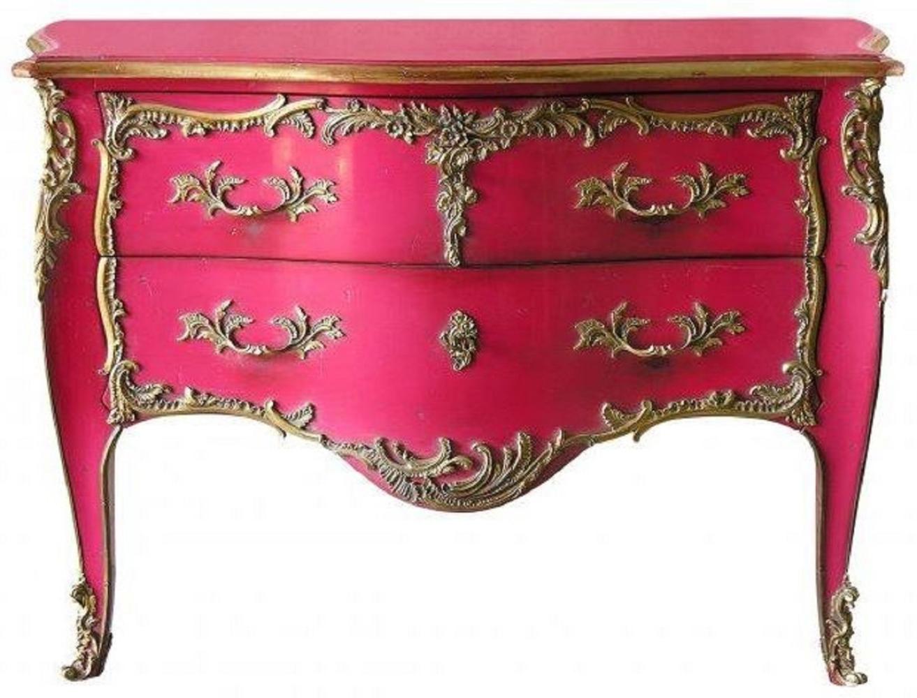 Casa Padrino Barock Kommode mit 2 Schubladen Antik Rosa / Gold - Handgefertigte Massivholz Kommode im Barockstil - Handgefertigte Barock Möbel - Edel & Prunkvoll Bild 1