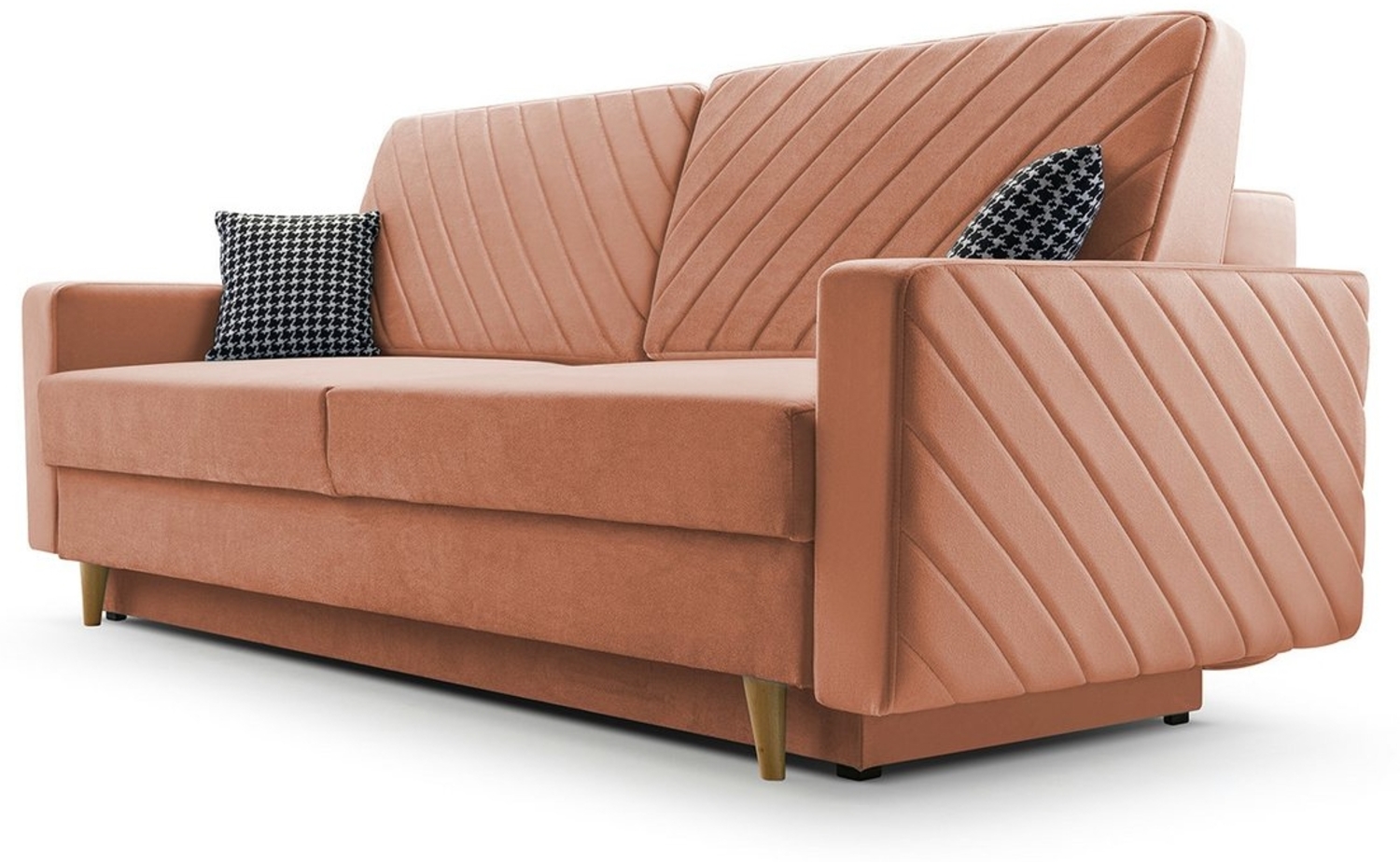 MOEBLO Schlafsofa CALIFORNIA, Sofa aus Samtstoff Couch für Wohnzimmer Sofagarnitur Polstersofa Wohnlandschaft Velours 230 x 96 x 97 cm, mit Bettkasten und Schlaffunktion Bild 1