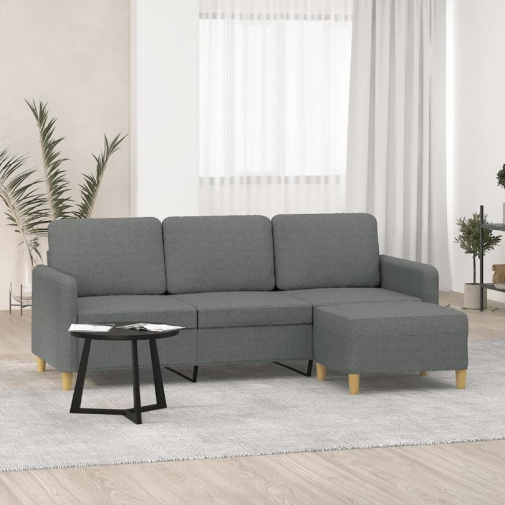 vidaXL 3-Sitzer-Sofa mit Hocker Dunkelgrau 180 cm Stoff 3201193 Bild 1