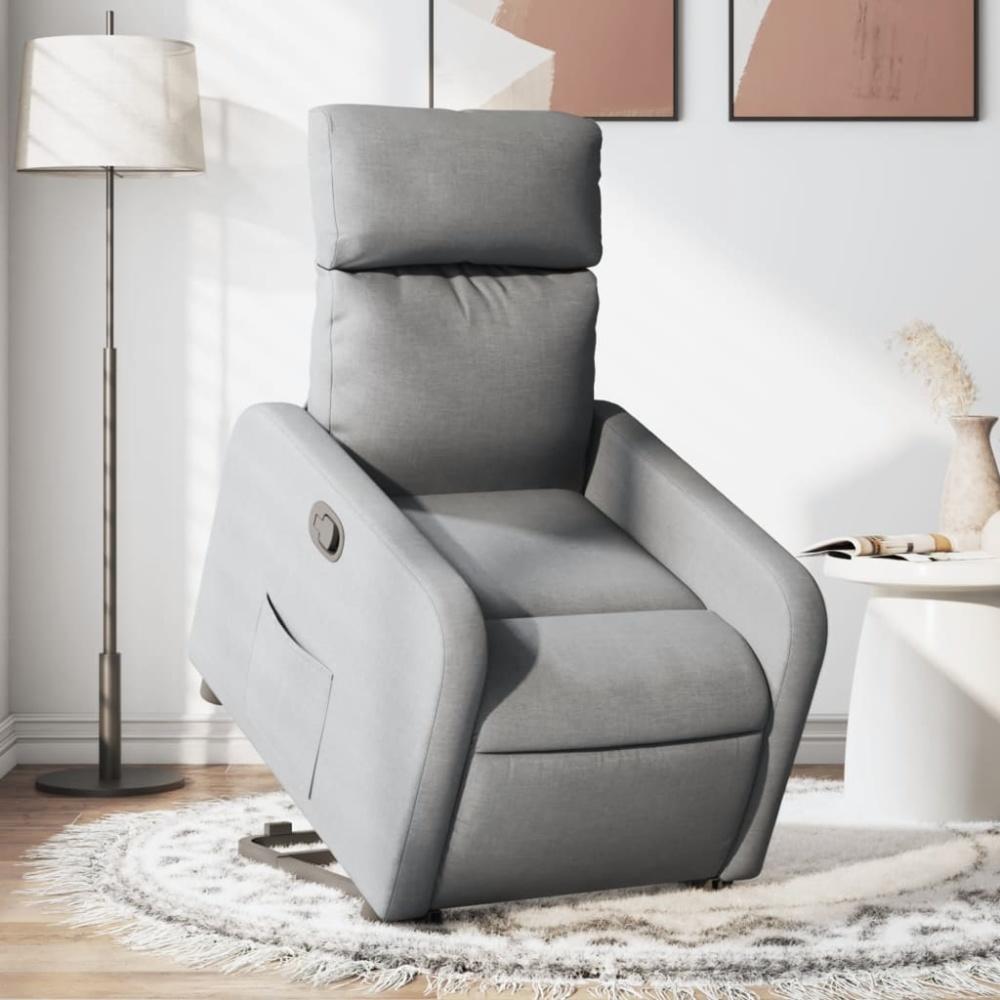 vidaXL Relaxsessel mit Aufstehhilfe Hellgrau Stoff 3206699 Bild 1