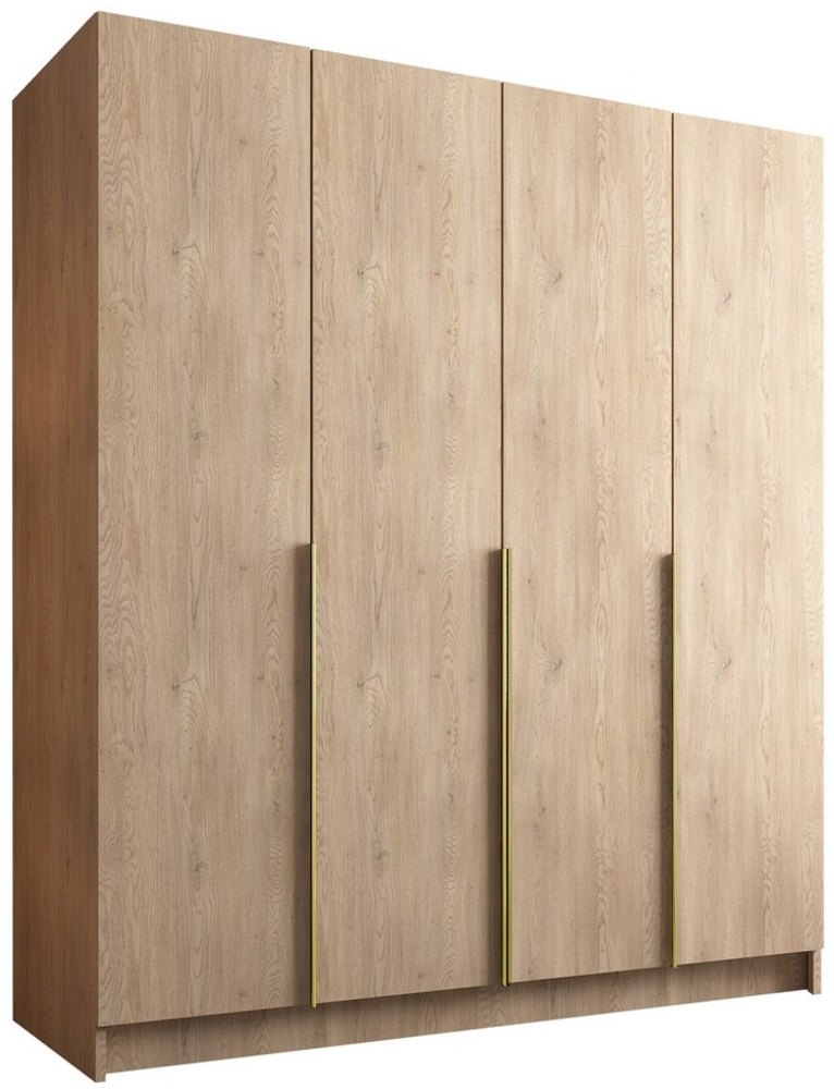Drehtürenschrank Salkor I, Kleiderschrank mit 4 Türen (Farbe: Eiche Cremona / Eiche Cremona + Gold) Bild 1