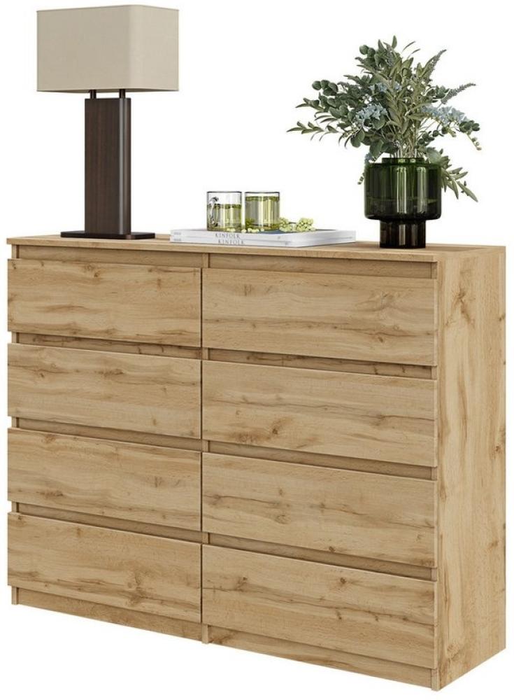 Furnica Kommode GABRIEL 8 Schubladen-Votan Eiche H92cm B120cm T33cm Bild 1