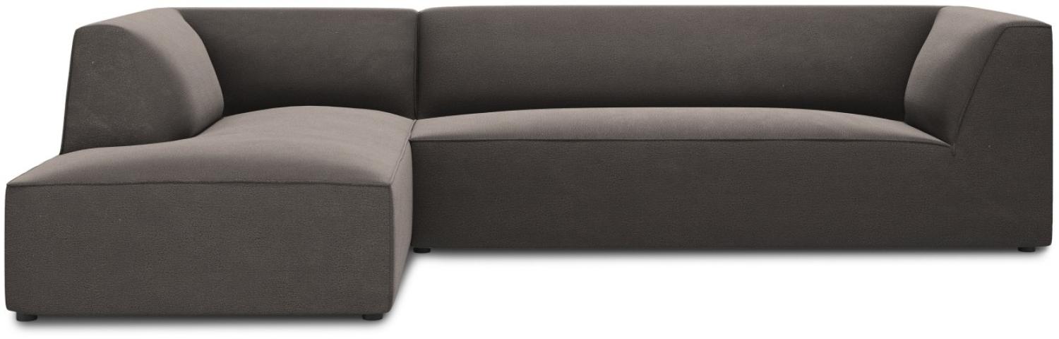 Micadoni 4-Sitzer Samtstoff Modular Ecke links Sofa Ruby | Bezug Dark Grey | Beinfarbe Black Plastic Bild 1