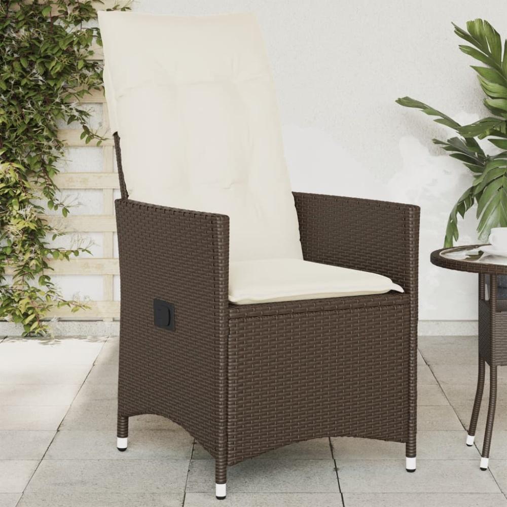 vidaXL Gartensessel Verstellbar mit Kissen Braun Poly Rattan 365639 Bild 1
